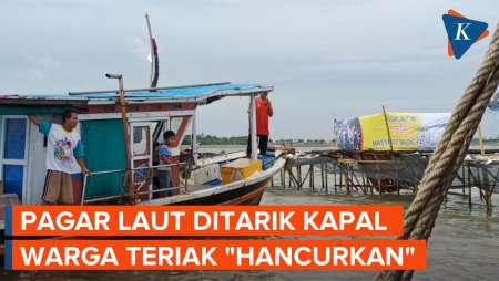 Pagar Laut Tangerang Dibongkar, Ditarik Paksa Pakai Kapal