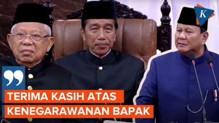 Momen Prabowo Ucapkan Terima Kasih ke Jokowi dan Ma’ruf Amin Usai Dilantik