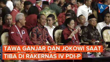 Megawati, Jokowi dan Ganjar Disambut Meriah saat Tiba di Rakernas IV PDI-P