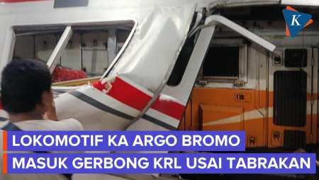 Penampakan Lokomotif KA Argo Bromo Anggrek Masuk Ke Gerbong KRL Usai Kecelakaan Di Bekasi