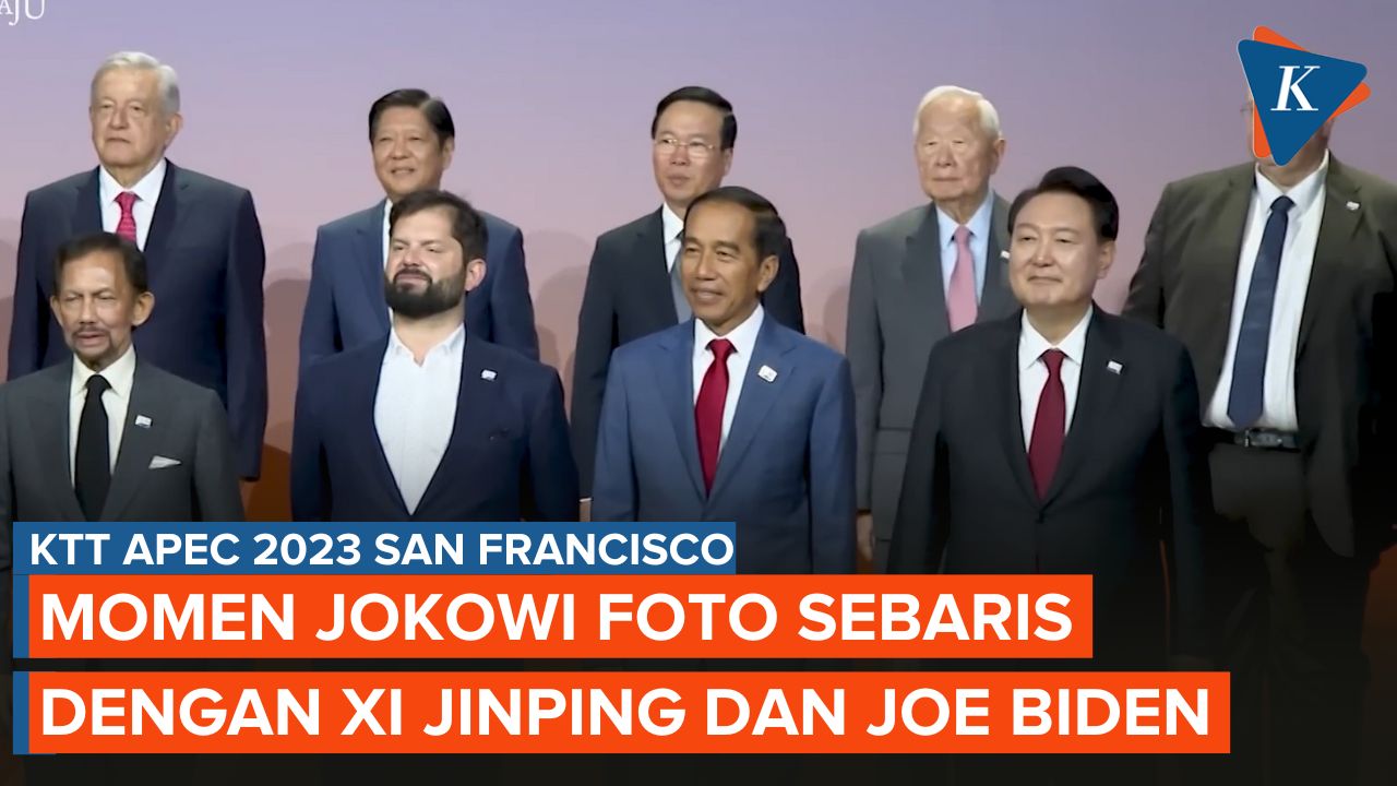 Sebaris dengan Xi Jinping dan Biden, Jokowi Diapit Presiden Chile dan Korsel