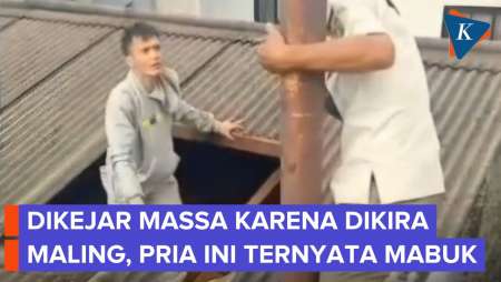 Viral Video Pria Naik Ke Atap Dikira Maling, Ternyata Lagi Mabuk