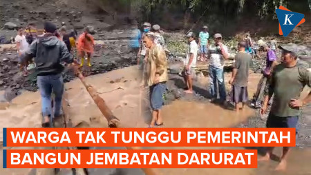 Penampakan Jembatan Darurat Jalur Lumajang-Malang Usai Putus Terkena Lahar