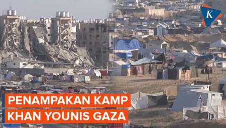 Penampakan Khan Younis Gaza, Tenda Pengungsian Menjamur di Antara Gedung Remuk