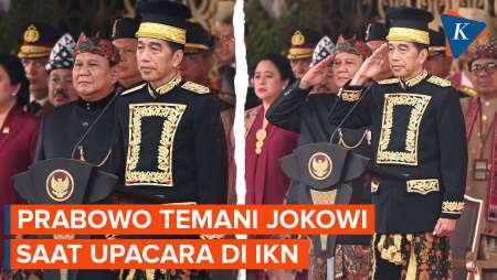 Momen Prabowo Temani Joko Widodo Saat Upacara di IKN