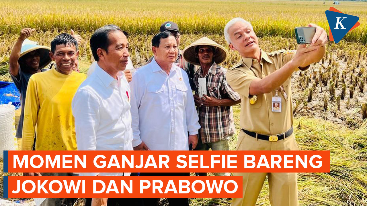 Ganjar Pranowo Selfie Bersama Presiden Jokowi dan Prabowo Subianto