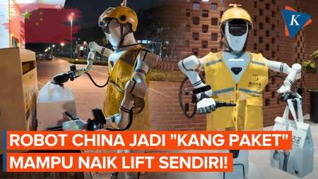 Aksi Robot Kurir Di China, Bisa Naik Lift Sendiri Saat Antarkan Paket!