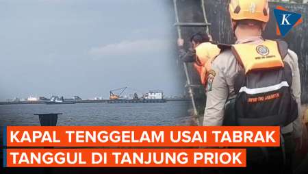 Momen Evakuasi 18 Orang Sebelum Kapal Tenggelam karena Tabrak Tanggul Laut di Tanjung Priok