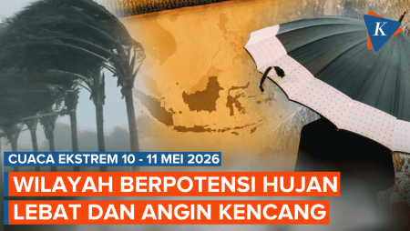 Daftar Wilayah di Indonesia Berpotensi Hujan Lebat dan Angin Kencang 10-11 Mei 2026