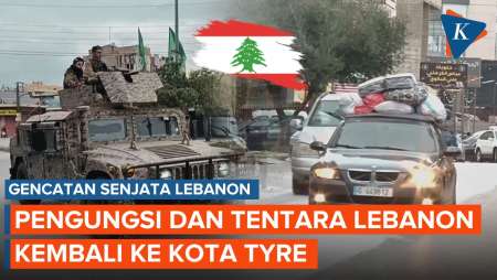 Momen Pengungsi dan Militer Lebanon Kembali ke Kota Tyre Usai Gencatan Senjata