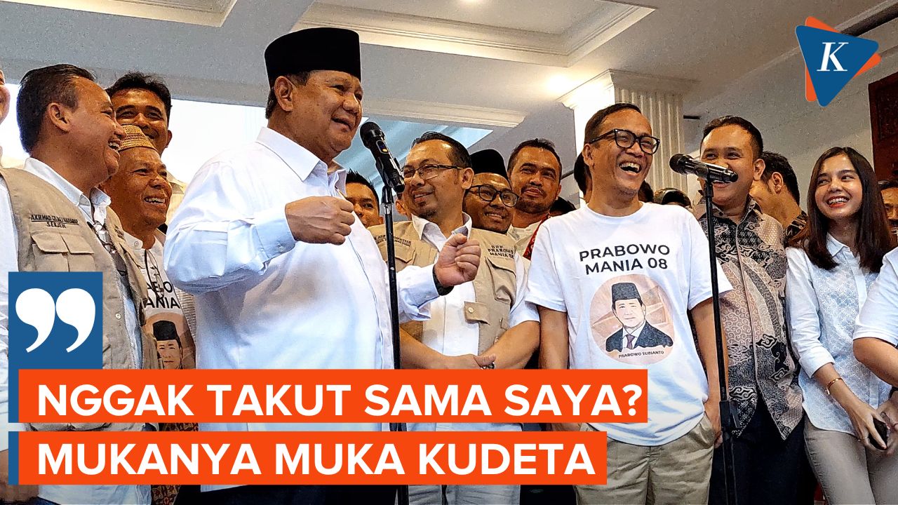 Kelakar Prabowo Sebut Muka Kudeta Dihadapan Relawan Jokowi Mania