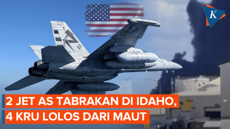 4 Awak Jet AS Berhasil Melontarkan Diri Usai Tabrakan, Asap Hitam Membubung