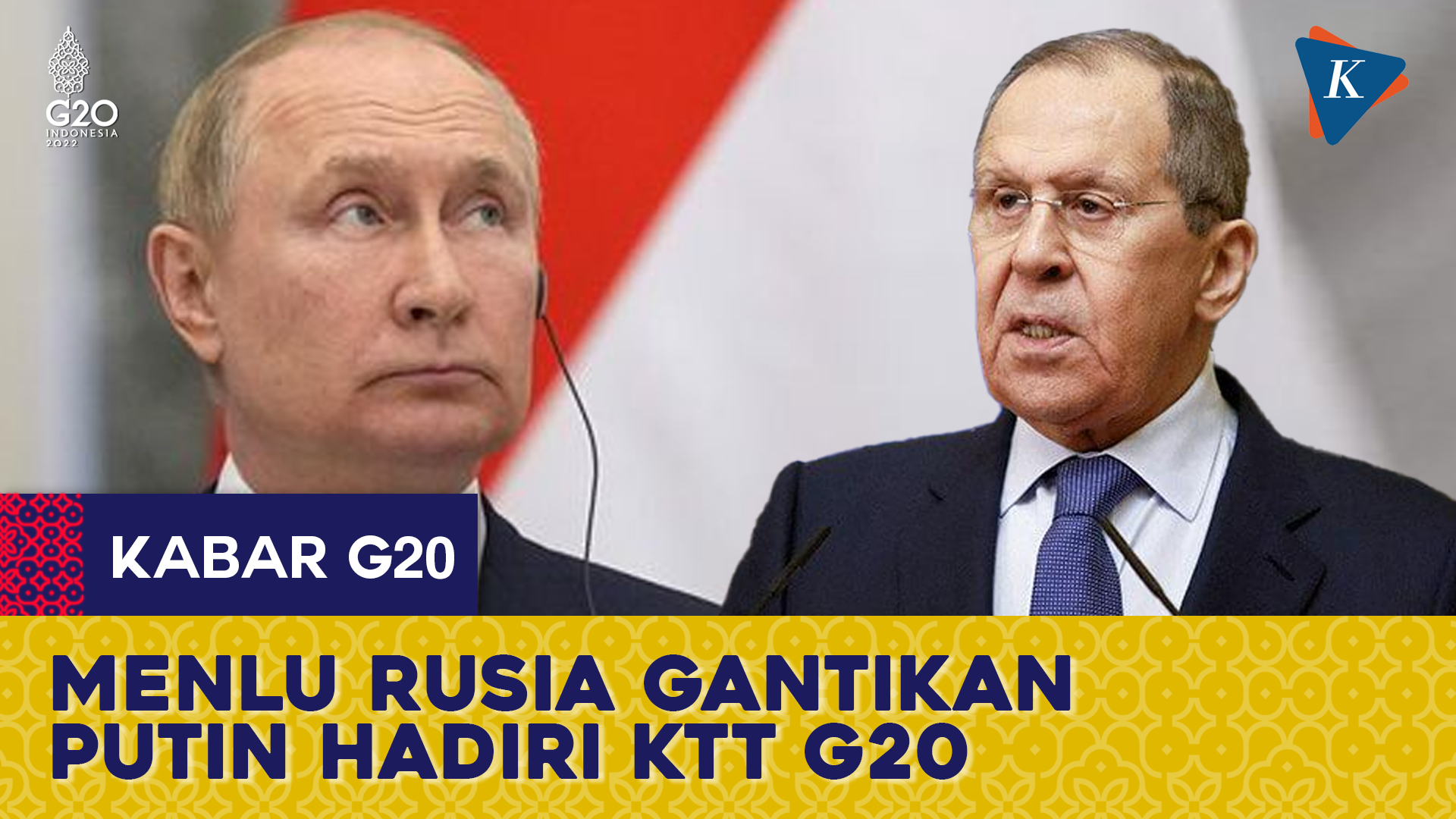 Menteri Luar Negeri Rusia Hadir di KTT G20 Gantikan Vladimir Putin