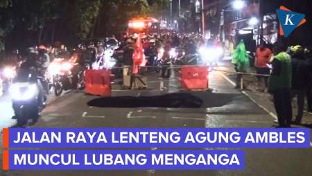Jalan Di Lenteng Agung Ambles 2 Meter, Bikin Macet Arah Depok