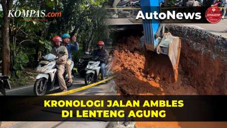 Jalan Raya Lenteng Agung Arah Depok Ambles, Lalu Lintas Macet Parah