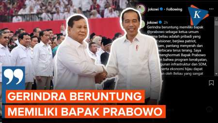 Makin Mesra! Jokowi Sebut Gerindra Beruntung Memiliki Prabowo