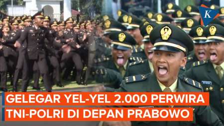 [FULL] Menggelegar! 2.000 Perwira TNI-Polri Adu Yel-yel di Hadapan Prabowo Usai Dilantik