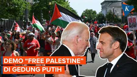 Massa Pro Palestina Demo di Gedung Putih Saat Biden ke Perancis, Langsung Dihalau Aparat