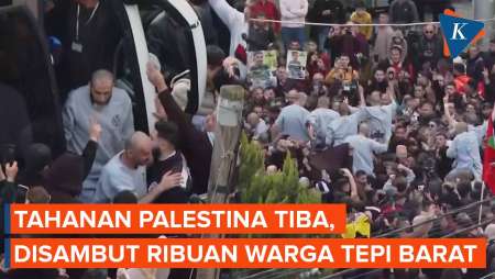 Momen Tahanan Palestina Tiba di Tepi Barat, Disambut Ribuan Orang