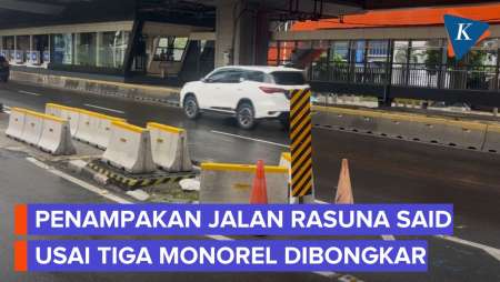 Tiga Monorel Dibongkar, Jalan Rasuna Said Terlihat Lebih Lega