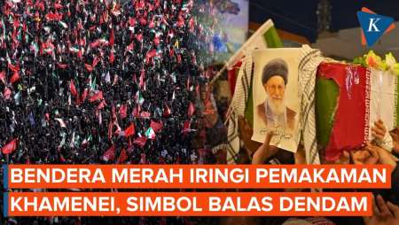 Warga Iran Bawa Bendera Merah Saat Pemakaman Khamenei, Apa Maknanya?