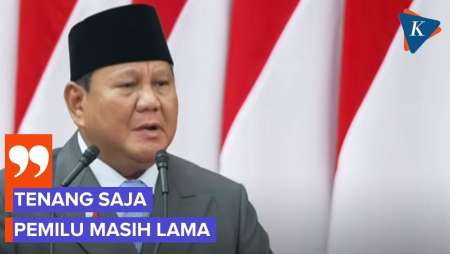 Momen Prabowo Seruput Kopi Di Tengah Pidato, Sampaikan Pemilu Masih Lama