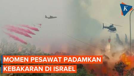 Momen Helikopter dan Pesawat Israel “Berperang” Padamkan Api Kebakaran