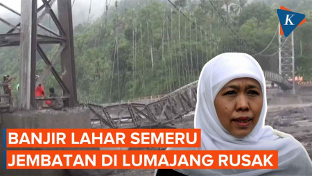 Khofifah Janji Jembatan Kloposawit Lumajang Selesai Diperbaiki dalam 2 Bulan