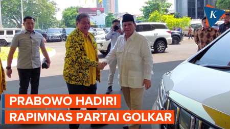 Momen Prabowo Hadiri Rapimnas Partai Golkar, Disambut Airlangga