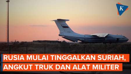 Penampakan Pesawat Rusia Angkut Truk dan Peralatan Militer dari Suriah