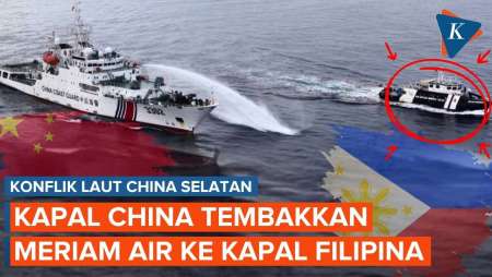 Detik-detik Penjaga Pantai China Semprot Meriam Air Ke Kapal Filipina Di Laut China Selatan