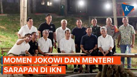 Momen Jokowi Nikmati Sarapan di IKN Bareng AHY Dkk