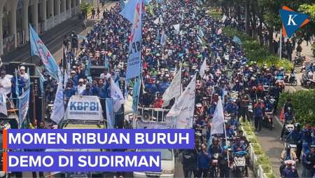 Ribuan Buruh Tiba Di Sudirman, Langsung Disambut Polwan