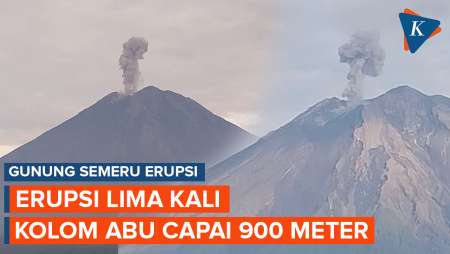 Gunung Semeru Lima Kali Erupsi, Warga Diminta Waspada