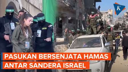 Penampakan Konvoi Pasukan Bersenjata Hamas Antar Sandera Israel Agam Berger