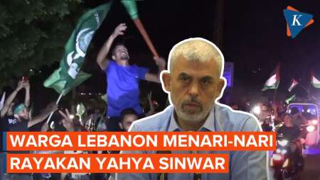 Warga Lebanon Menari-nari dan Kibarkan Bendera Palestina Rayakan Terpilihnya Yahya Sinwar