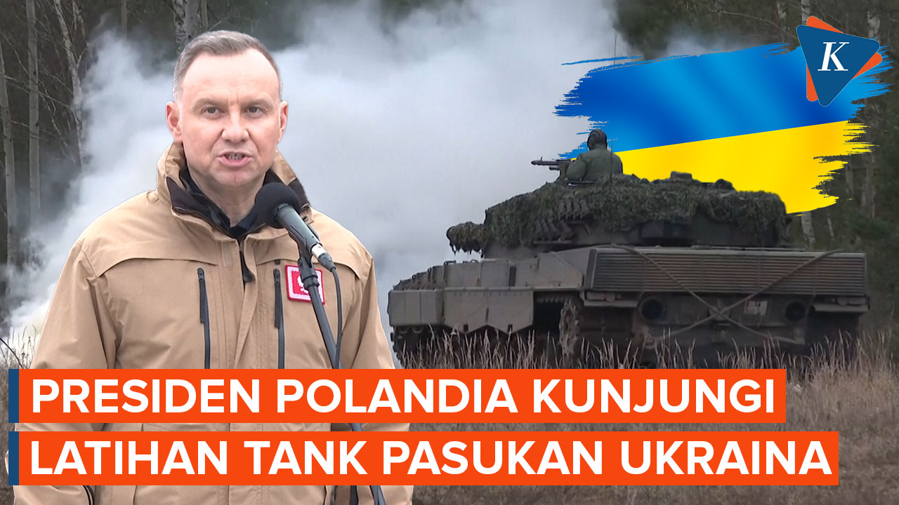 Presiden Polandia Pantau Latihan Tank Pasukan Ukraina