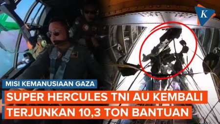 Hari Kedua Misi Kemanusiaan Gaza, Super Hercules TNI AU Airdrop 10,3 Ton Bantuan
