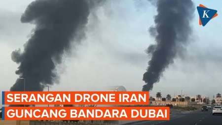 Drone Iran Hantam Tangki BBM Bandara Dubai, Asap Hitam Membubung Tinggi
