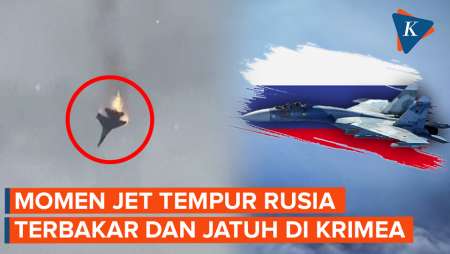 Detik-detik Jet Tempur Sukhoi Rusia Terbakar dan Jatuh di Krimea