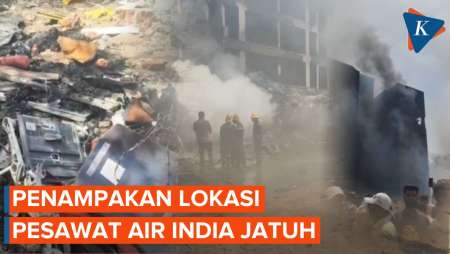 Asap Tebal Mengepul! Begini Kondisi Lokasi Pesawat Air India Jatuh Hantam Gedung