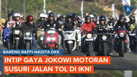 Gaya Jokowi Motoran Bareng Raffi-Gading di IKN, Resmikan Jembatan Pulau Balang