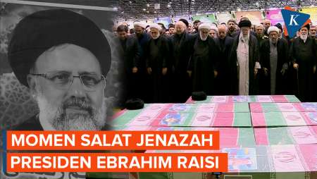 Momen Ayatollah Ali Khamenei Pimpin Salat Jenazah Ebrahim Raisi dan 8 Korban Lainnya