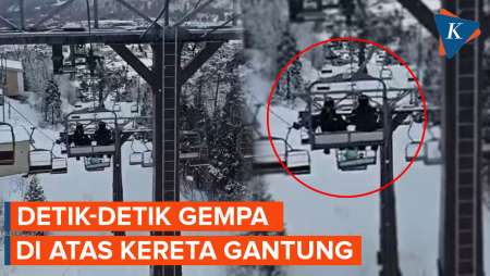 Detik-detik Jepang Diguncang Gempa! Kereta Gantung Goyang-goyang