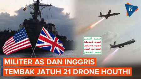 21 Drone Houthi Ditembak Jatuh AS dan Inggris di Laut Merah