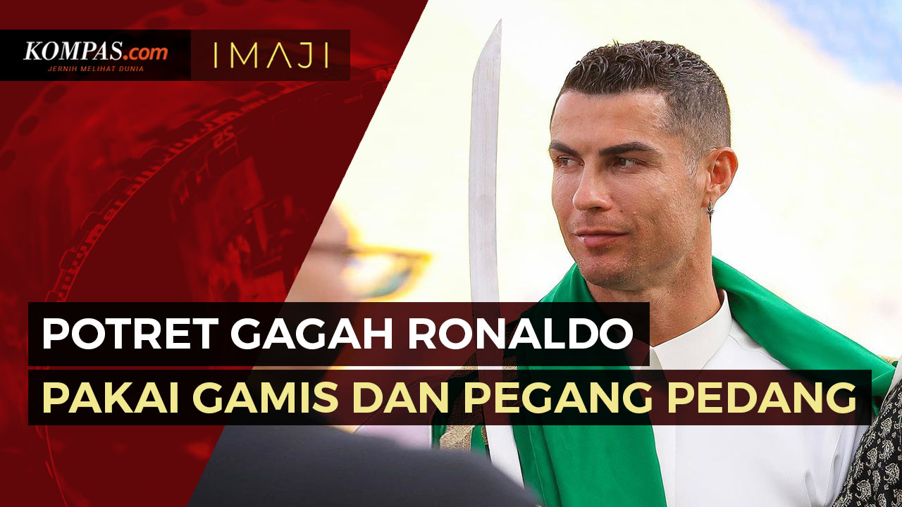 Penampakan Ronaldo Pakai Gamis dan Bawa Pedang di Hari Pendirian Saudi