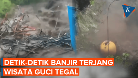 Detik-detik Banjir Terjang Wisata Guci Tegal, Wisatawan Diminta Tak Perlu Khawatir