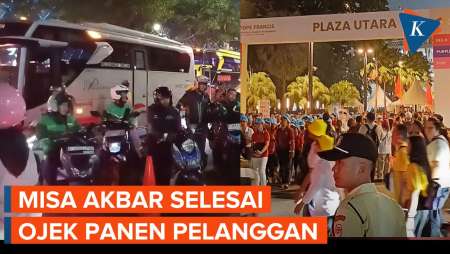 Situasi Usai Misa Akbar, Ojek Panen Pelanggan