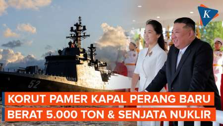 Kim Jong Un Pamer Kapal Perang Baru Korut, Berat 5.000 Ton Dan Bisa Bawa Senjata Nuklir 