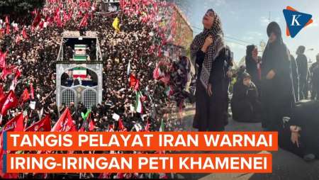 Tangis Histeris Iringi Arak-arakan Peti Ali Khamenei, Jutaan Warga Iran Tumpah Ke Jalan